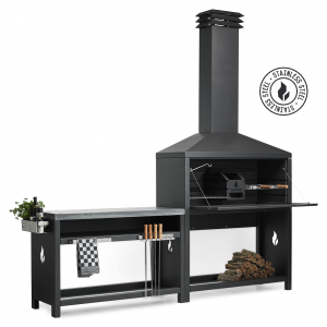 premium 1200 black with side table Stainless Steel