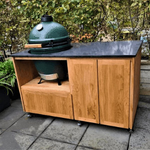 kokbeton houtdoor buitenkeuken